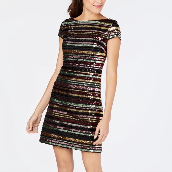 vince camuto sequin stripe dress Vince Camuto Sequin Stripe Sheath Dress In Sequin Print - 25% Off